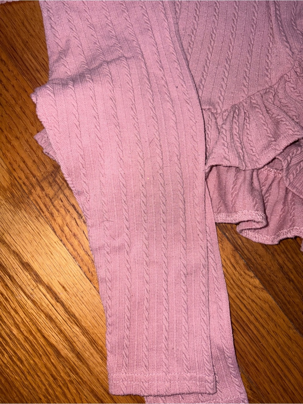 Girls Pink Ruffle Knit Two-Piece Set - Picture 2 of 2